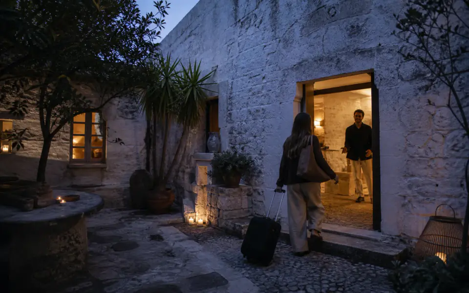 A guest arriving at an independent hotel