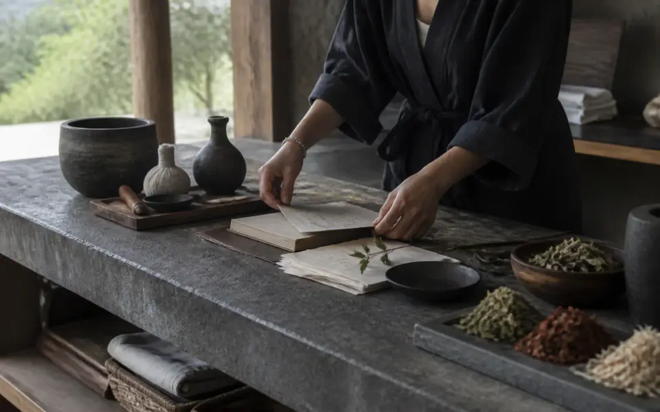 A practitioner preparing a wellness programme